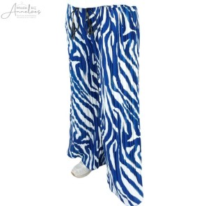 Z LeaH Broek plissee print - Blauw wit zand